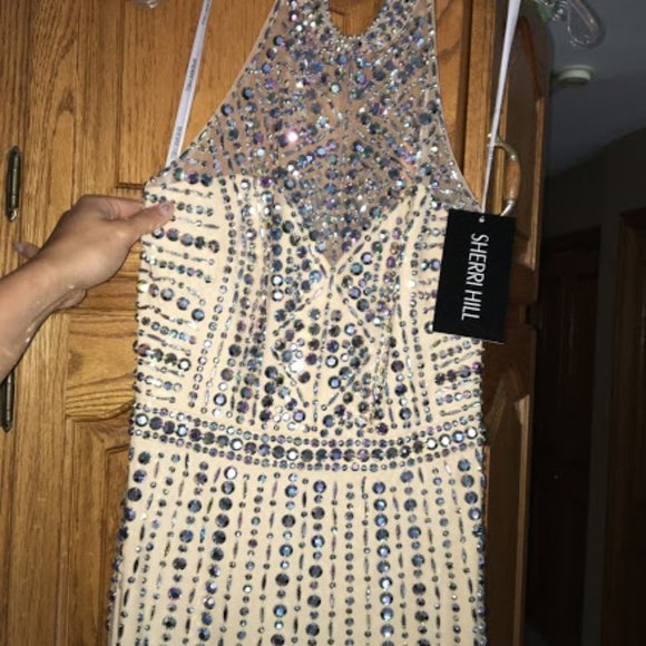 Sherri Hill 50248- Champagne/  Nude/ Iridescent - Picture 12 of 13